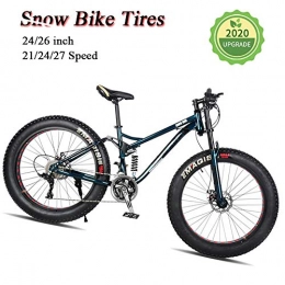 LYRWISHJD Fat Tyre Bike Fat Tire Mountain Bike 24 Inch 24 Speed Bicycle Exercise Bikes With Shock-absorbing Front Fork And Central Shock Absorber For Beach, Snow, Cross-country, Fitness ( Color : Bronze , Size : 24 inch )