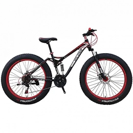 QLOFEI Fat Tyre Bike Fat Tire Mountain Bikes for Men 26 Inch, Full Suspension Trail Bikes Women Adult Kids Age12 All-Terrain Fat Tire Mountain Bike21-27-30 Speed Mountain Bikes, Los Angeles Courier station, red, 21 speed