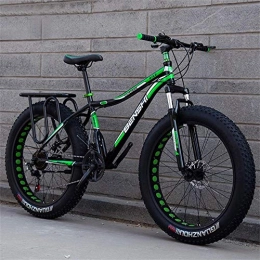 Fat Wide Mountain Bike Big Tires Variable Speed Shock Absorption Snow Bike Beach Off-Road Adult Men and Women Double Bike-Green