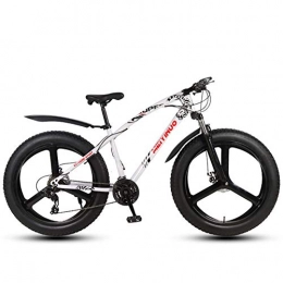 FXMJ Fat Tyre Bike FXMJ Fat Tire Mens Mountain Bike, Double Disc Brake / Cruiser Bikes, Beach Snowmobile Bicycle, 26 inch Aluminum Alloy Wheels, 27 Speed 3 Spoke, White