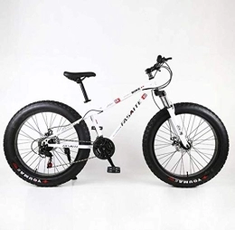 G.Z Fat Tyre Bike G.Z Snow Bike, Carbon Steel Mountain Bike, 24 Inch 26 Inch Multi-Speed Adjustable Student Bike Road Bike, White, 24 inches