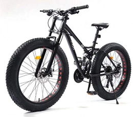 GASLIKE Fat Tyre Bike GASLIKE 26 Inch Mountain Bikes, Fat Tire MBT Bike Bicycle Soft Tail, Full Suspension Mountain Bike, High-Carbon Steel Frame, Dual Disc Brake, Black, 21 speed