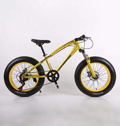 GASLIKE Bike GASLIKE Fat Tire Adult Mountain Bike, High-Carbon Steel Frame Cruiser Bikes, Beach Snowmobile Bicycle, Double Disc Brake 20 Inch Wheels, Yellow, 27 speed