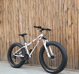 GASLIKE Bike GASLIKE Fat Tire Mens Mountain Bike, Double Disc Brake / Cruiser Bikes, Beach Snowmobile Bicycle, 26 inch Aluminum Alloy Wheels, White, 7 speed