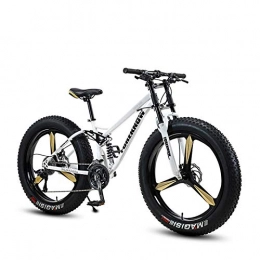 GASLIKE Bike GASLIKE Mens Fat Tire Mountain Bike For Adult, Lightweight Snow Bikes, High Strength Carbon Steel Frame Double Disc Brake Cruiser Bicycle, F, 7speed