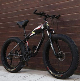 GASLIKE Fat Tyre Bike GASLIKE Mountain Bike Bicycle for Adults, Fat Tire Hardtail MBT Bike, High-Carbon Steel Frame, Dual Disc Brake, 26 Inch Wheels, Black, 27 speed