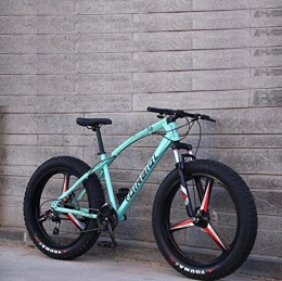 GASLIKE Fat Tyre Bike GASLIKE Mountain Bike Bicycle for Adults, High Carbon Steel Frame, Dual Disc Brake And Front Full Suspension Fork, green, 24 inch 24 speed