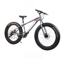 GASLIKE Fat Tyre Bike GASLIKE Mountain Bike for Adults, 17-Inch High Carbon Steel Frame, 7-Speed, 26-Inch Aluminum Alloy Wheels, Double Disc Brake, Gray