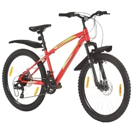 Gecheer Mountain Bike 21 Speed Bike Adult Fat Tires Mountain Trail Bike 26 inch Wheel 42 cm Red
