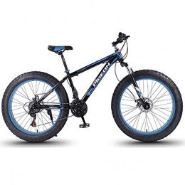 Giow Fat Tyre Bike Giow 24 Speed Mountain Bikes, 27.5 Inch Fat Tire Mountain Trail Bike, High-carbon Steel Frame, Men's Womens All Terrain Mountain Bike with Dual Disc Brake, Blue
