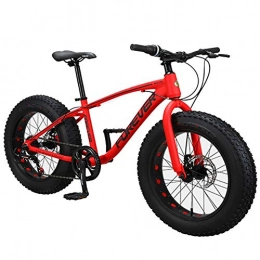 Giow Bike Giow Kids Mountain Bikes, 20 Inch 9-Speed Fat Tire Anti-Slip Bikes, Aluminum Frame Dual Disc Brake Bicycle, Hardtail Mountain Bike, Red