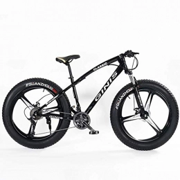 Giow Bike Giow Teens Mountain Bikes, 21-Speed 24 Inch Fat Tire Bicycle, High-carbon Steel Frame Hardtail Mountain Bike with Dual Disc Brake, Black, 3 Spoke