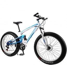 giyiohok Bike giyiohok Dual-Suspension Mountain Bike with Mechanical Disc Brakes Fat Tire Mountain Trail Bikes for Adults Men Women High Carbon Steel Mountain Bicycle-26 Inch 27 Speed_White Blue