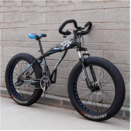 giyiohok Bike giyiohok Hardtail Fat Tire Mountain Bike for Adults Men Women Mountain Trail Bike with Dual Disc Brake High-carbon Steel Front Suspension All Terrain Mountain-26 Inch 21 Speed_Black Blue
