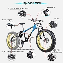 GJZM Fat Tyre Bike GJZM Mountain Bikes 27 Speed, Mountain Bicycle Dual Disc Brake, Overdrive Fat Tire Bicycle 26 Inch Red