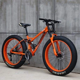 GL SUIT Fat Tyre Bike GL SUIT Adult Mountain Bikes, 24 Inch Fat Tire Hardtail Mountain Bike, 7 / 21 / 24 / 27 Speed Mountain Bicycle, for Men And Women Outdoor Riding, Orange, 7 speed