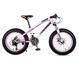 GPAN Fat Tyre Bike GPAN 26 Inch Mountain Bicycle Bike MTB Super Wide Tire Adjustable Height Front rear disc brakes 24 Speed, Pink