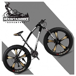 GQQ Bike GQQ 26 inch Hardtail MTB with Front Suspension Disc Brakes, Adult Mountain Bike, Variable Speed Bicycle Frames Made of Carbon Steel, Orange Spoke, 24 Speed, Black 5 Spoke