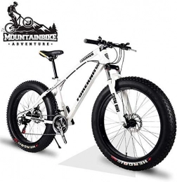 GQQ Fat Tyre Bike GQQ 26 inch Hardtail MTB with Front Suspension Disc Brakes, Adult Mountain Bike, Variable Speed Bicycle Frames Made of Carbon Steel, Orange Spoke, 24 Speed, White Spoke