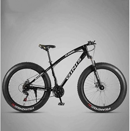 GQQ Fat Tyre Bike GQQ 26-Inch Mountain Bikes, Dual Disc Brakes Fat Tire Mountain Bike Trail, Variable Speed Bicycle, Adjustable Seat Bicycle, High-Carbon, Black, 24 Speed Spoke, Black