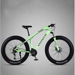 GQQ Fat Tyre Bike GQQ 26-Inch Mountain Bikes, Dual Disc Brakes Fat Tire Mountain Bike Trail, Variable Speed Bicycle, Adjustable Seat Bicycle, High-Carbon, Black, 24 Speed Spoke, Green