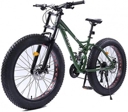 GQQ Fat Tyre Bike GQQ 26 Inches Mountain Bikes, Variable Speed Bicycle Disc Brakes Fat Tire Mountain Bike Trail, Hardtail Bicycle, High-Carbon Steel Frame, Orange, 24 Speed, Green