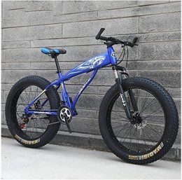 GQQ Fat Tyre Bike GQQ Adult Mountain Bike, Mens Girls Bicycles, Hardtail MTB Disc Brakes, Variable Speed Bicycle Frame Made of Carbon Steel, Big Tire Bike, Blue B, 26 inch 21 Speed, Blue D