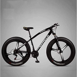 GQQ Bike GQQ Hardtail Mountain Biking, High-Carbon Steel Frame 4.0 Fat Tire Mountain Bike Trail, Variable Speed Bicycle with Hydraulic Disc, White, 21 Speed, Black