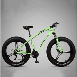 GQQ Fat Tyre Bike GQQ Hardtail Mountain Biking, High-Carbon Steel Frame 4.0 Fat Tire Mountain Bike Trail, Variable Speed Bicycle with Hydraulic Disc, White, 21 Speed, Green