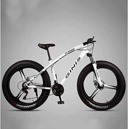 GQQ Bike GQQ Hardtail Mountain Biking, High-Carbon Steel Frame 4.0 Fat Tire Mountain Bike Trail, Variable Speed Bicycle with Hydraulic Disc, White, 21 Speed, White