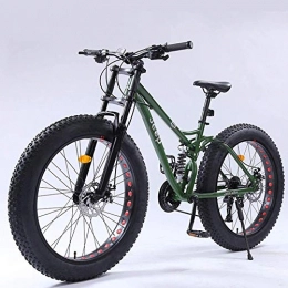 GQQ Fat Tyre Bike GQQ Mountain Bike, Fat Tire Mountain Bikes Mens Womens High-Carbon Steel Frame Dual Disc Brake Unisex All Terrain Anti-Slip Bicycle 26 inch Wheels, 21 Speed