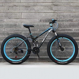 GQQ Bike GQQ Mountain Bike, Mens Womens Mountain Bikes High-Carbon Steel Frame Dual Disc Brake Mountain Bike All Terrain Anti-Slip Bicycle, Blue, 27 Speed