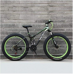 GQQ Fat Tyre Bike GQQ Mountain Bike, Variable Speed Bicycle Frame Made of Carbon Steel Hardtail Bikes, Bike with Disc Brakes, Fats Bicycle Tires, Blue, 26 inch 24 Speed, Green