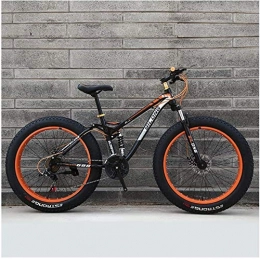 GQQ Fat Tyre Bike GQQ Mountain Bike, Variable Speed Bicycle Frame Made of Carbon Steel Hardtail Bikes, Bike with Disc Brakes, Fats Bicycle Tires, Blue, 26 inch 24 Speed, Orange