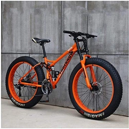 GQQ Fat Tyre Bike GQQ Mountain Tricycle for Adults, Fat Tire Men's Variable Speed Bicycle, 26-Inch / High-Strength Steel Frame, 21 / 24 / 27-Speed, Orange, 24 Speed, Orange