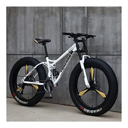 GUHUIHE Fat Tyre Bike GUHUIHE 26 Inch Wheel 27 Speed Adult Mountain Fat Bike Variable Speed Road Bicycle Off-road Snowmobile Men Outdoor Ride MTB (Color : White 3 knife wheel, Size : 21 Speed)