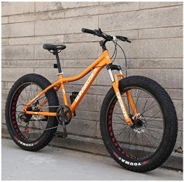 H-ei Bike H-ei 26 Inch Mountain Bikes, High-carbon Steel Hardtail Mountain Bike, Fat Tire All Terrain Mountain Bike, Women Men's Anti-Slip Bikes (Color : Yellow, Size : 24 Speed)