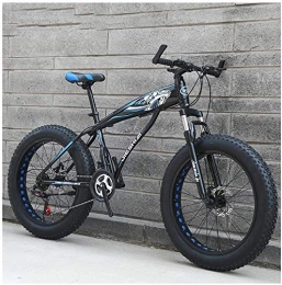 H-ei Fat Tyre Bike H-ei Adult Mountain Bikes, Boys Girls Fat Tire Mountain Trail Bike, Dual Disc Brake Hardtail Mountain Bike, High-carbon Steel Frame, Bicycle (Color : Blue C, Size : 26 Inch 21 Speed)