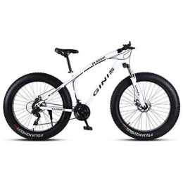 WJSW Fat Tyre Bike Hardtail Mountain Bikes - 26 Inch High-carbon Steel Dual Disc Brakes Sports Leisure City Road Bicycle (Color : White, Size : 21 speed)
