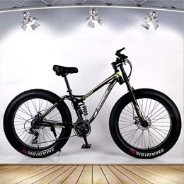 HCMNME Fat Tyre Bike HCMNME durable bicycle Adult Fat Tire Mountain Bike, All-Terrain Suspension Snow Bikes, Double Disc Brake Beach Cruiser Bicycle, 26 Inch Wheels, 21Speed Men Women General Purpose Alloy frame wit