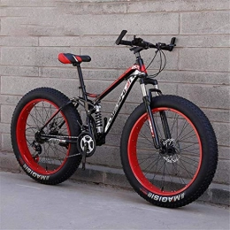 HCMNME Fat Tyre Bike HCMNME durable bicycle Adult Fat Tire Mountain Bike, Beach Snow Bike, Double Disc Brake Cruiser Bikes, Lightweight High-Carbon Steel Frame Bicycle, 24 Inch Wheels Alloy frame with Disc Brakes