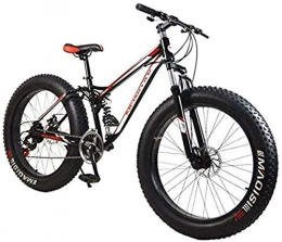 HCMNME Bike HCMNME durable bicycle Mountain Bike, 21Speed Fat Tire Hardtail Mountain Bicycle, Dual Suspension Frame And High Carbon Steel Frame, Double Disc Brake, 26 Inch Wheels Alloy frame with Disc Brake