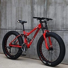 HHORB Fat Tyre Bike HHORB Adult Mountain Bikes, 24 / 26 Inch Fat Tire Hardtail Mountain Bike, Dual Suspension Frame And Suspension Fork All Terrain Mountain Bike, Red, 26inch
