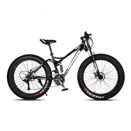 Hmcozy Fat Tyre Bike Hmcozy 24" 26" Mountain Bicycle, 24-Speed Mountain Bike with Disc Brake, Steel Frame, Black, 26in
