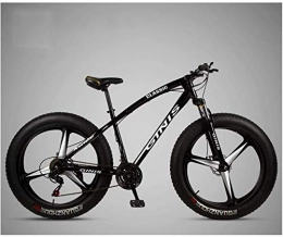 HongTeng Bike HongTeng 26 Inch Mountain Bicycle, High-carbon Steel Frame Fat Tire Mountain Trail Bike, Men's Womens Hardtail Mountain Bike with Dual Disc Brake (Color : Black, Size : 30 Speed 3 Spoke)