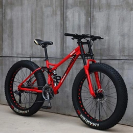 HongTeng Fat Tyre Bike HongTeng Adult Mountain Bikes, 24 Inch Fat Tire Hardtail Mountain Bike, Dual Suspension Frame and Suspension Fork All Terrain Mountain Bike (Color : Red, Size : 27 Speed)