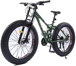 HOYDU Bike HOYDU 26 Inch Mountain Bikes, Dual Disc Brake Fat Tire Mountain Trail Bike, Hardtail Mountain Bike, High-Carbon Steel Frame, Green, 27 Speed