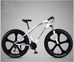 HQQ Bike HQQ 26 Inch Mountain Bicycle, High-carbon Steel Frame Fat Tire Mountain Trail Bike, Men's Womens Hardtail Mountain Bike with Dual Disc Brake (Color : White, Size : 24 Speed 5 Spoke)