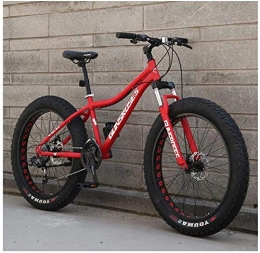 HQQ Fat Tyre Bike HQQ 26 Inch Mountain Bikes, High-carbon Steel Hardtail Mountain Bike, Fat Tire All Terrain Mountain Bike, Women Men's Anti-Slip Bikes (Color : Red, Size : 24 Speed)
