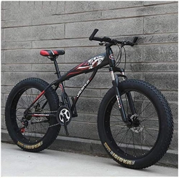 HQQ Bike HQQ Adult Mountain Bikes, Boys Girls Fat Tire Mountain Trail Bike, Dual Disc Brake Hardtail Mountain Bike, High-carbon Steel Frame, Bicycle (Color : Red B, Size : 24 Inch 27 Speed)